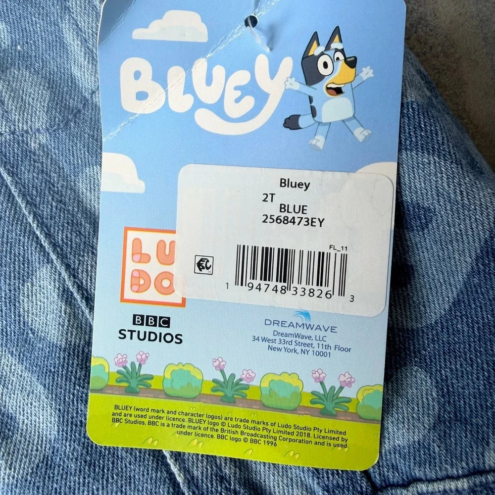 Bluey Toddler Girls 2T Denim Jacket NWT Blue Bingo Patch Jean Coat Fall